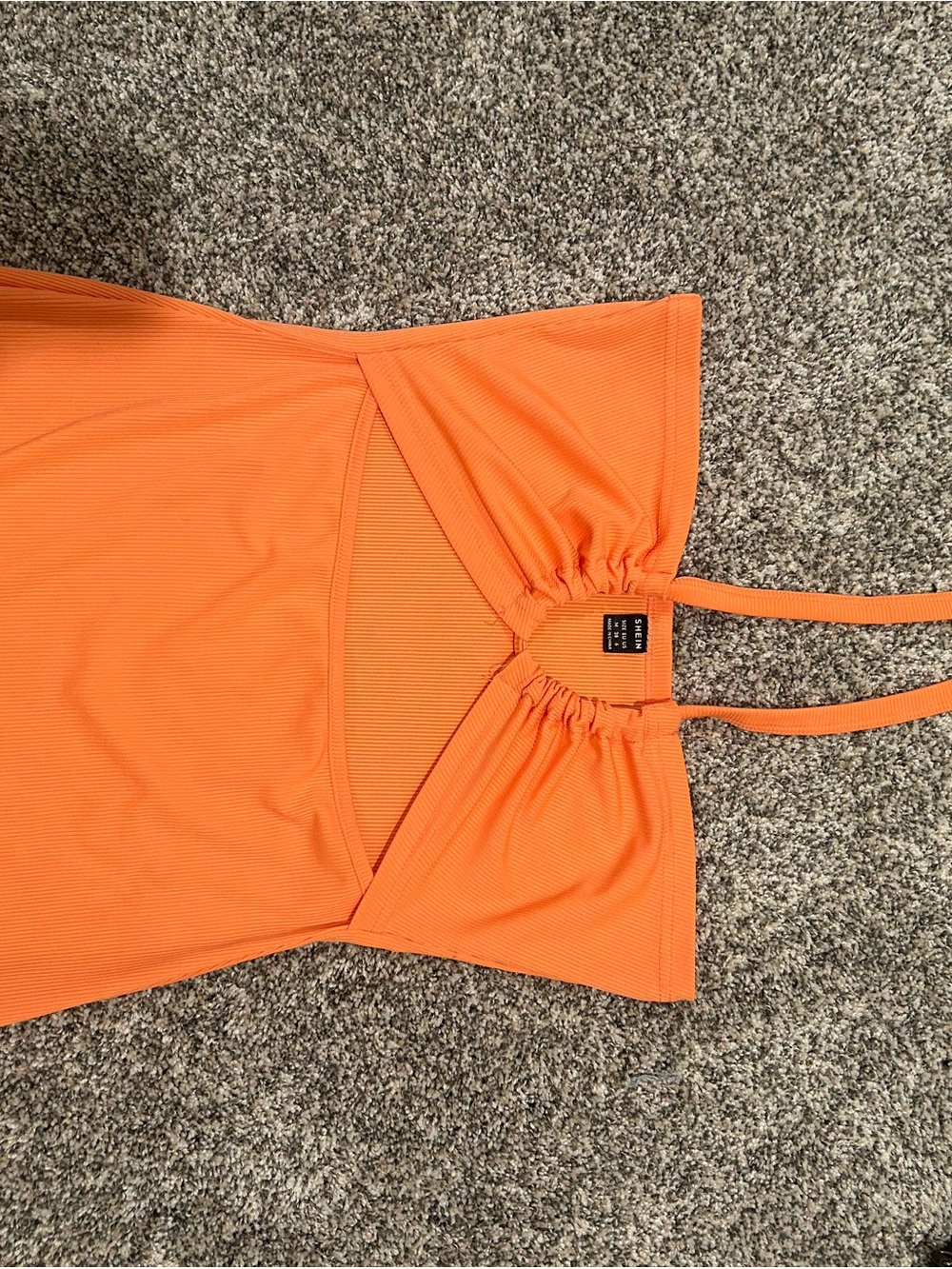 SHEIN Orange Ribbed Strappy Mini Dress